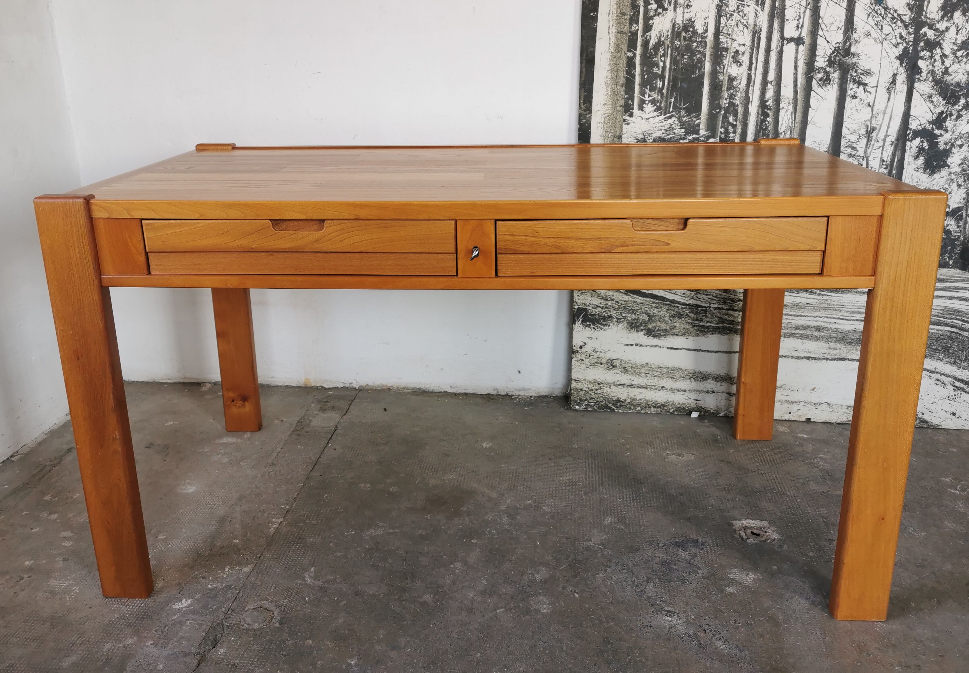 Bureau vintage 1970/1980 en bois blond, simat
