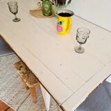 Old farmhouse table metal compass base