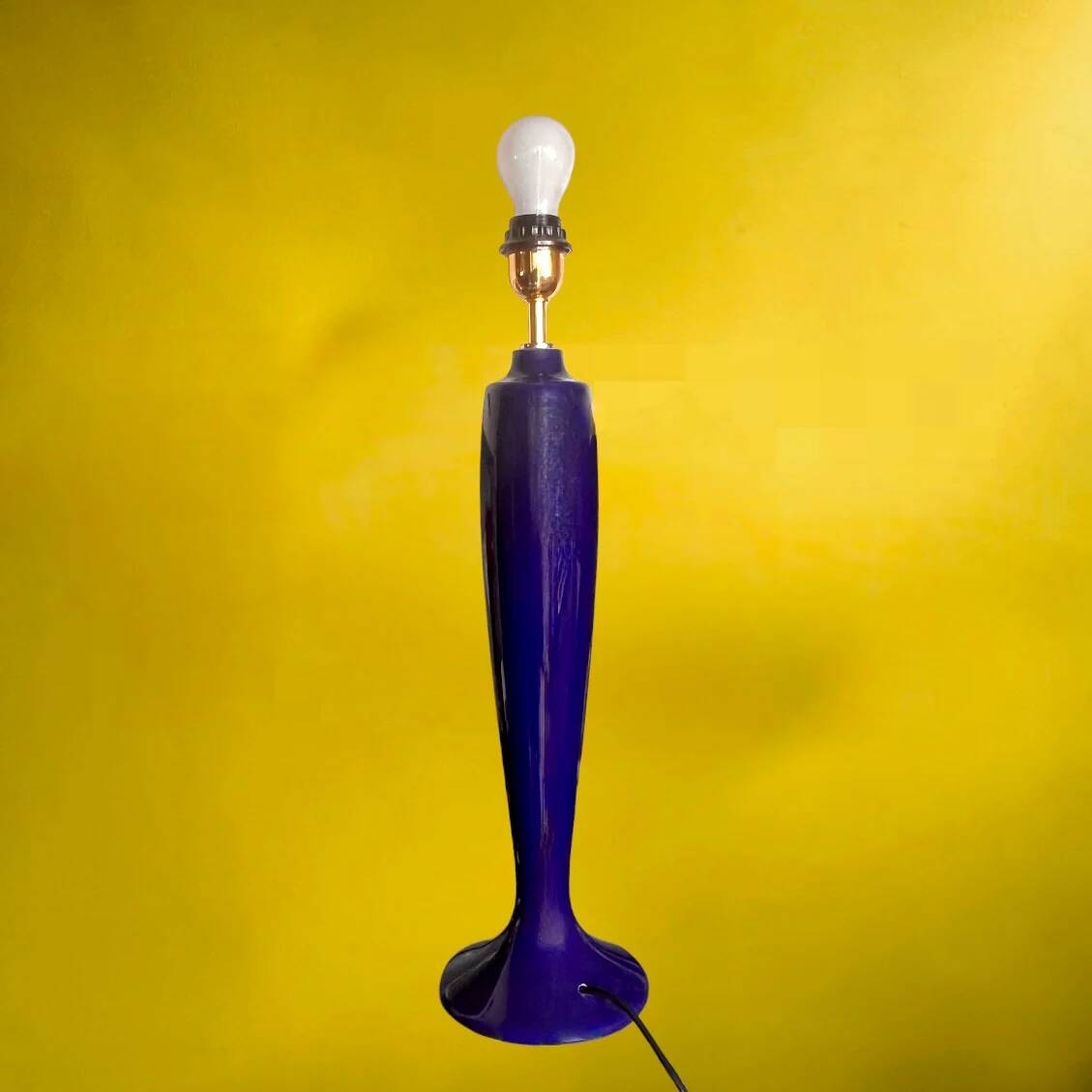 Large vintage lamp base in cobalt blue ceramic – 1960s