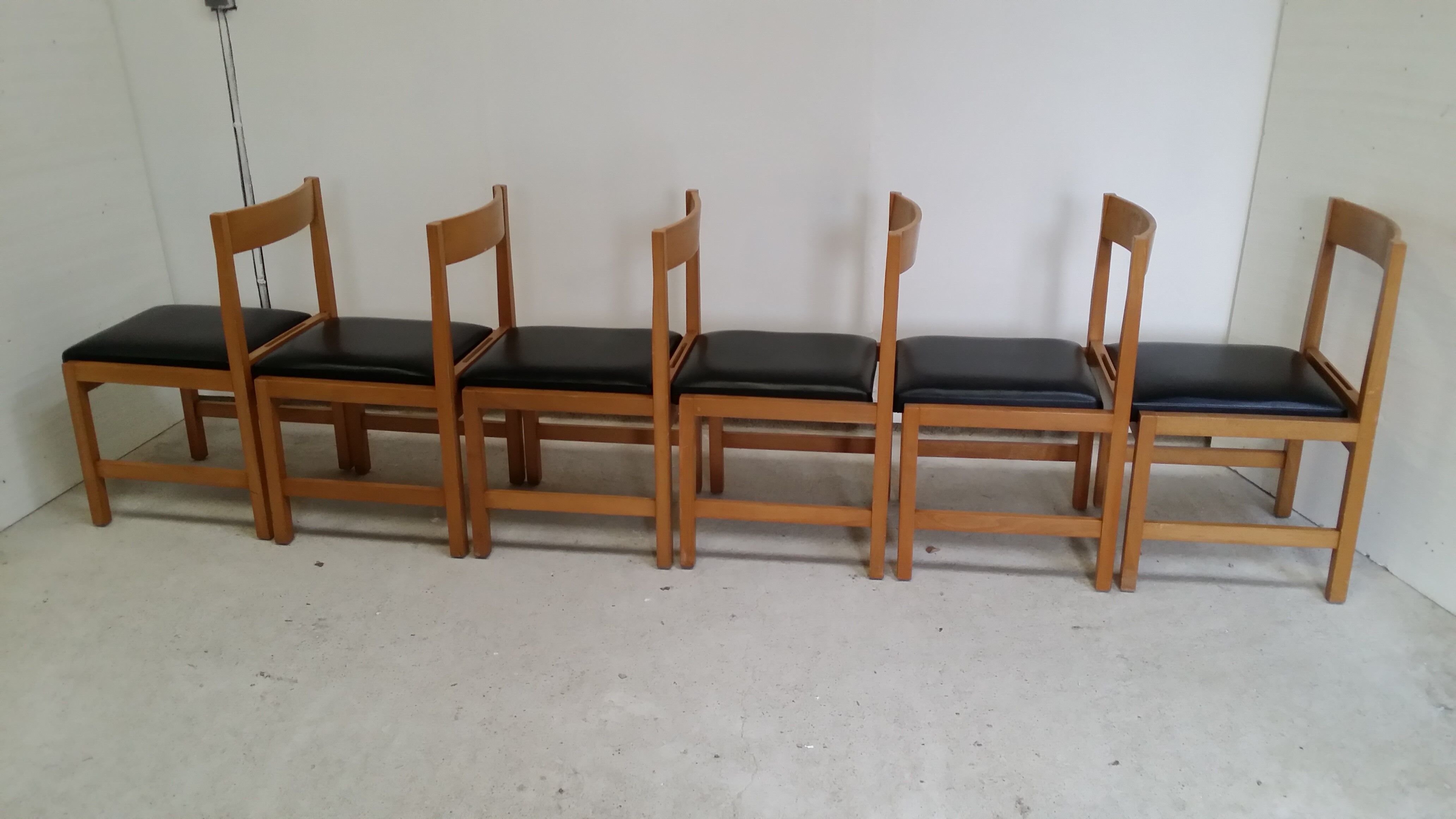 Set of six wooden chairs