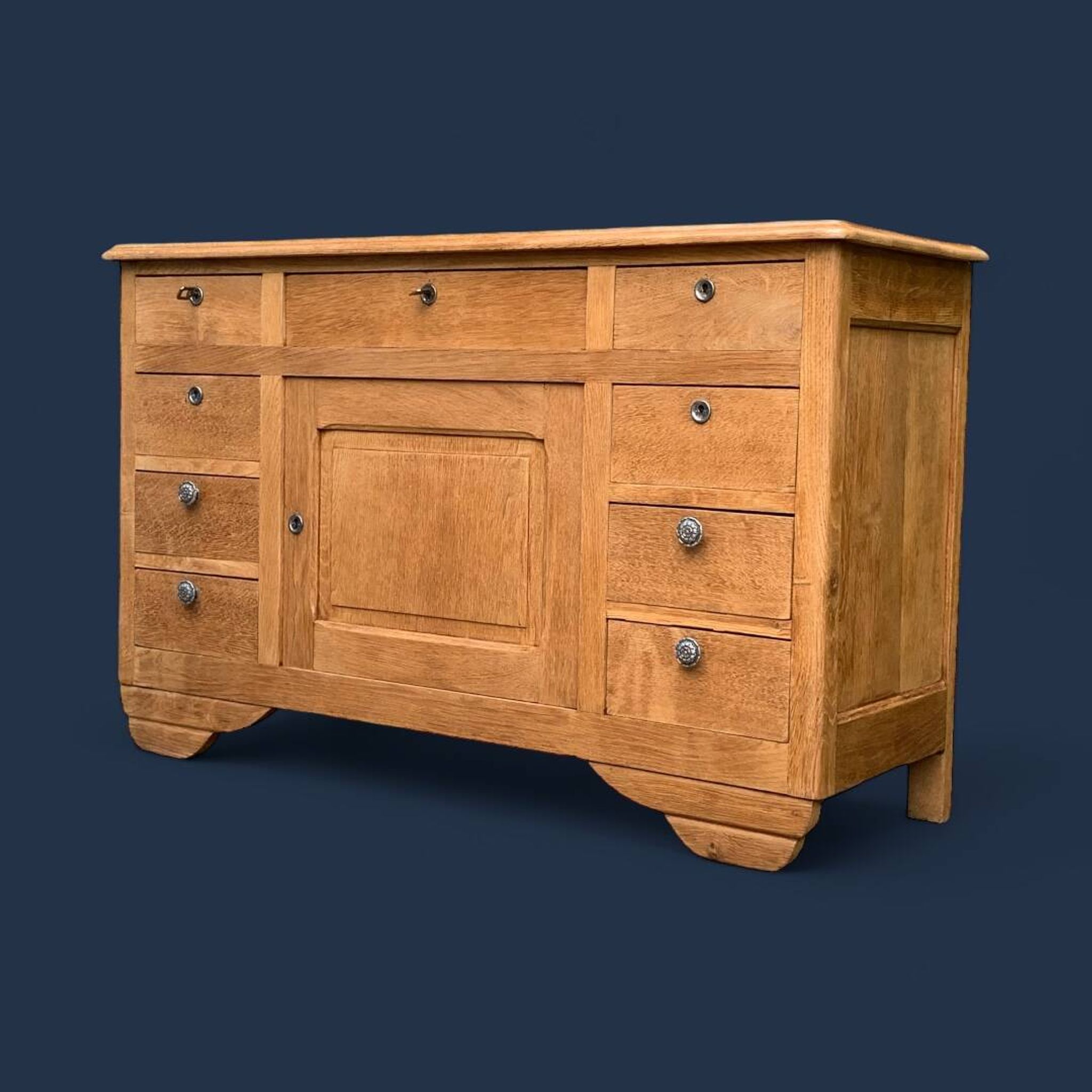 Buffet 9 tiroirs art déco chêne brut massif