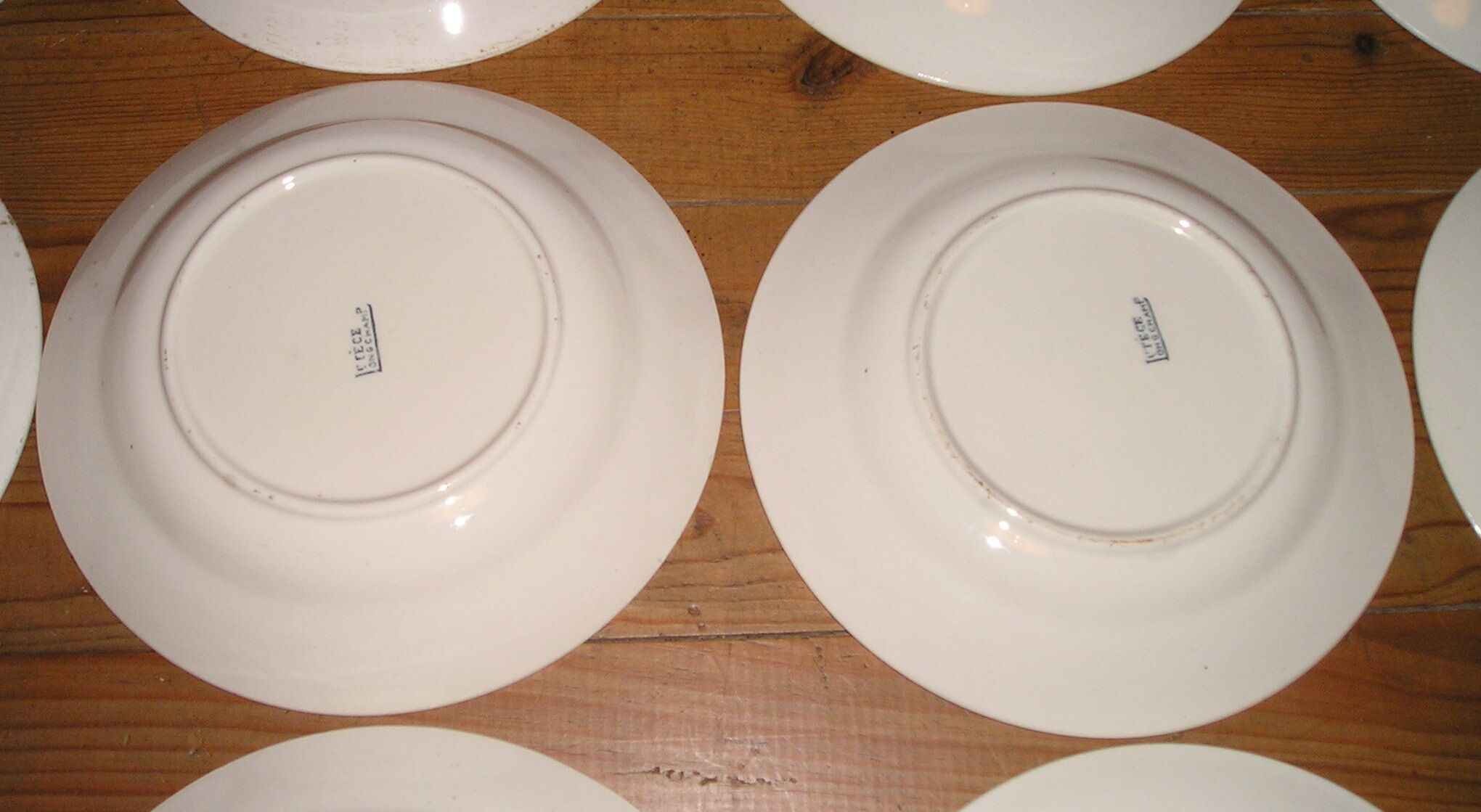 6 dinner plates, 6 plates service hollow earthenware Longchamp model Lutèce