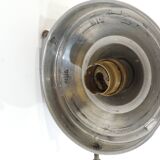 Vintage suspension in aluminum metal and opaline glass globe – Industrial design