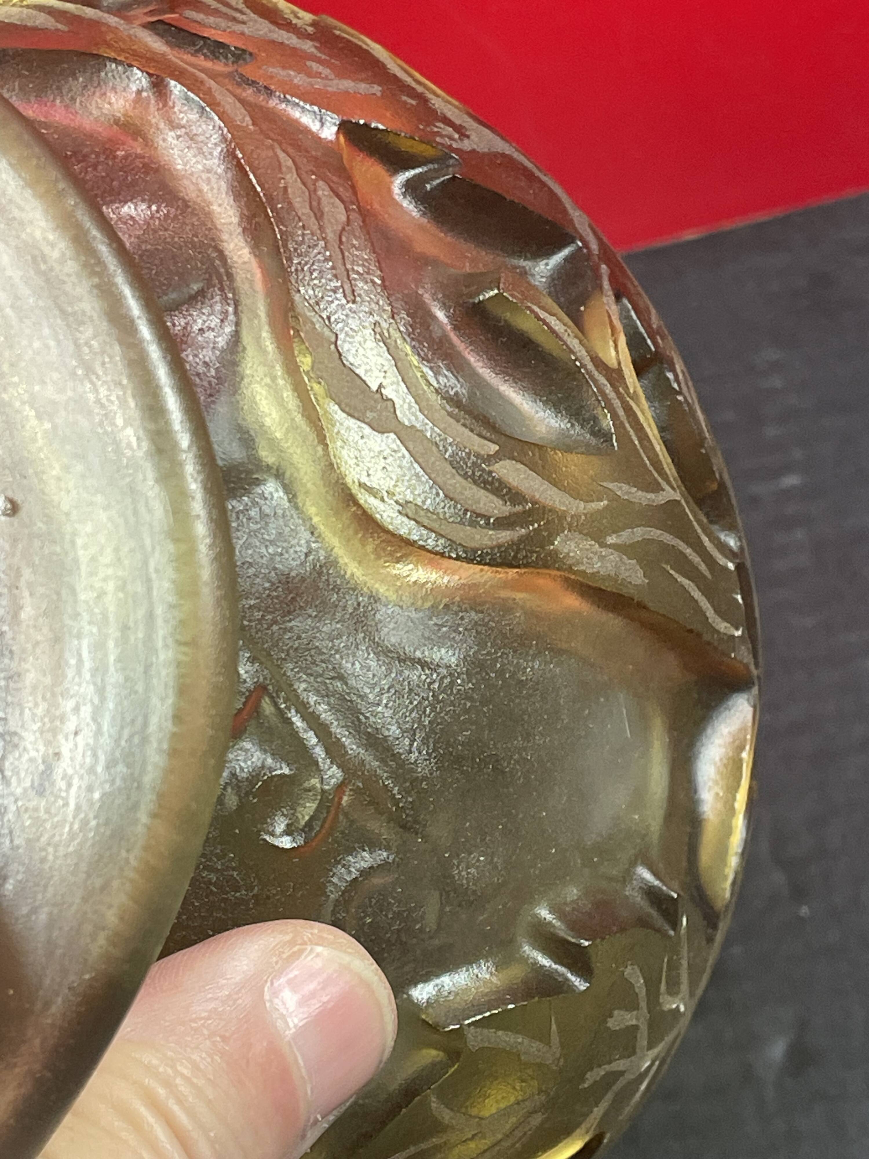 Très beau vase verre  pampre et feuilles de vigne, curieusement non signé 22 cm