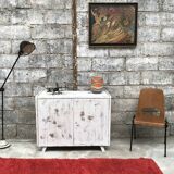 Buffet bahut enfilade - vintage - 1950 - compass feet - white patina