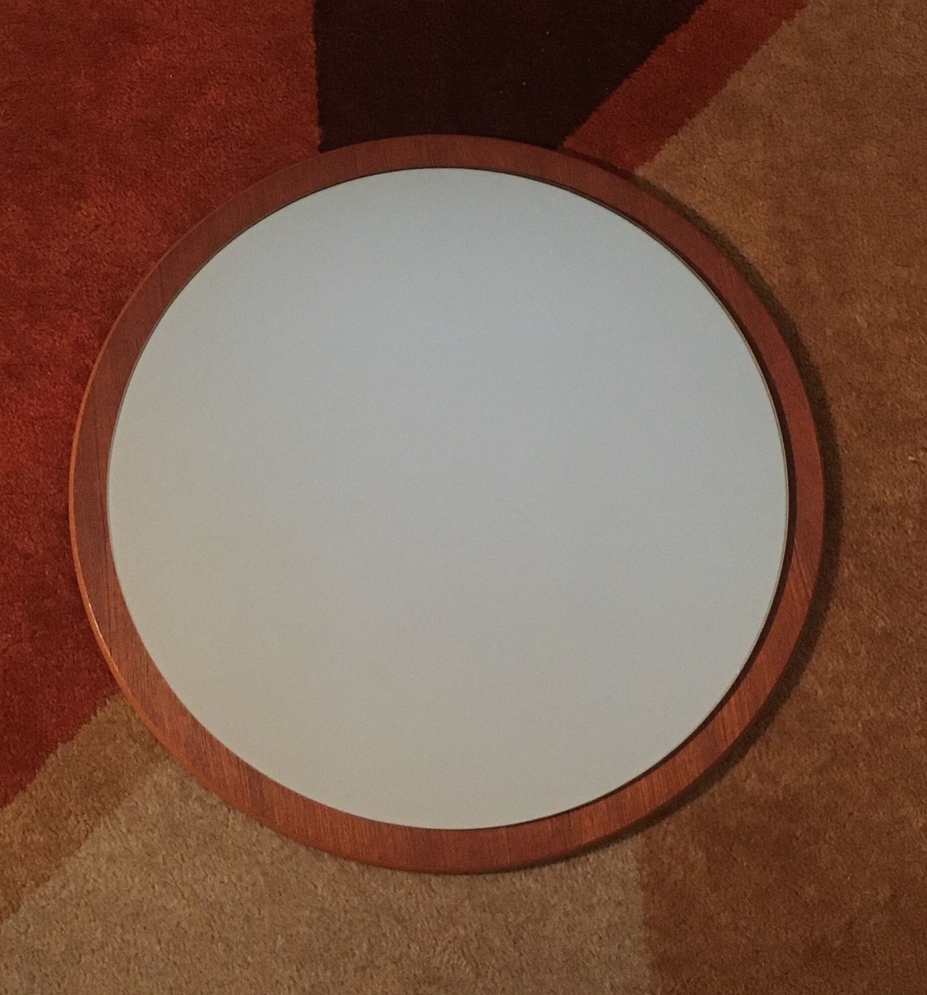 Round vintage Scandinavian mirror in teak - 60s - 47.5x47.5cm