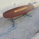 Table basse vintage ovale palissandre et céramique