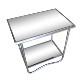 Table d'appoint art déco structure chromée , plateaux miroirs