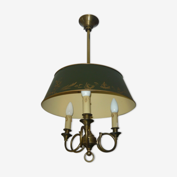 Lustre bouillotte style empire cor de chasse 3feux