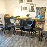 Series of 6 mismatched bistro chairs Baumann and Gizycko