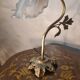 Art Nouveau bronze petal lamp with molded glass 28x34