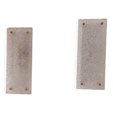 Pair of vintage wall lights, frosted perspex and brass, France 1960.