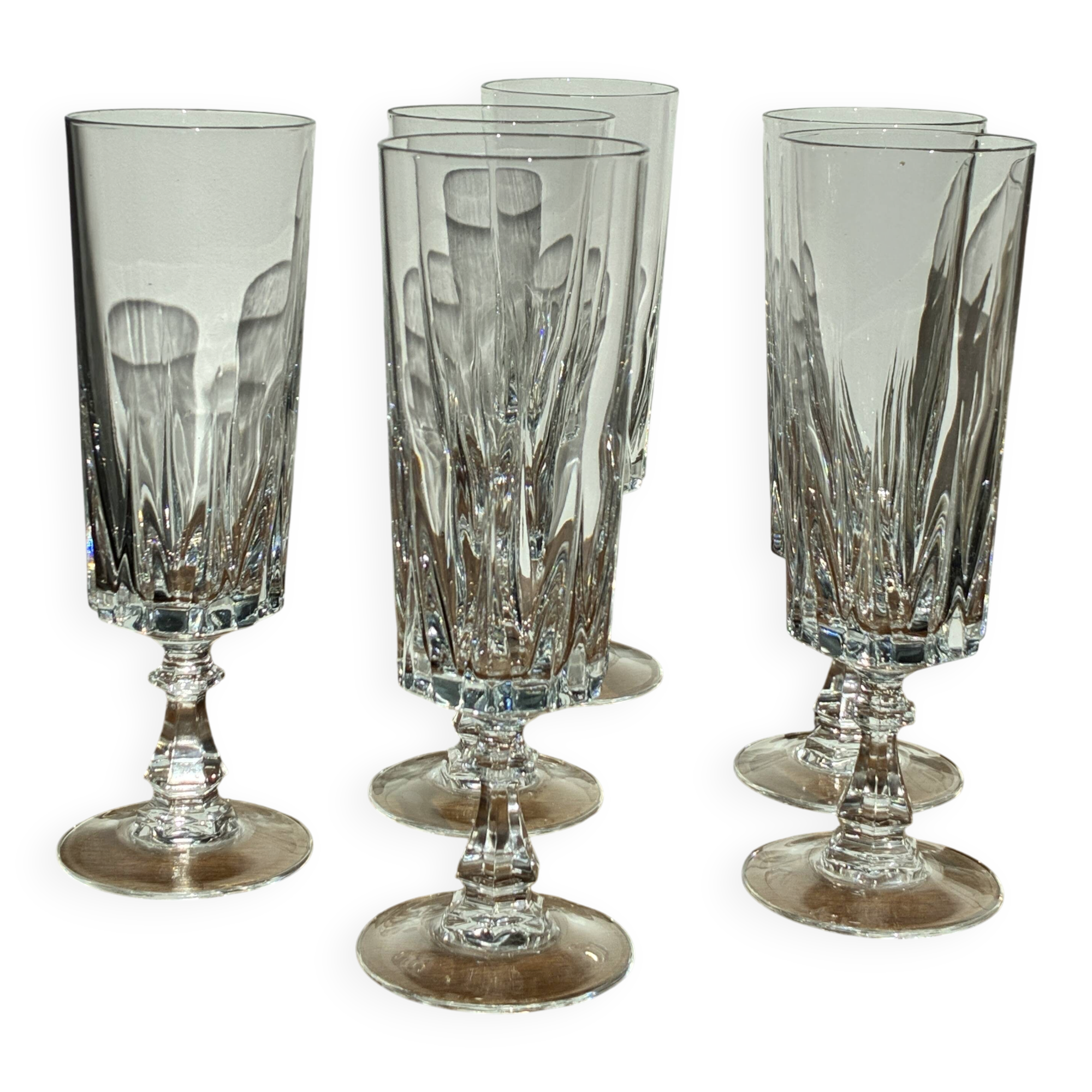 Lot of 6 crystal champagne flutes
