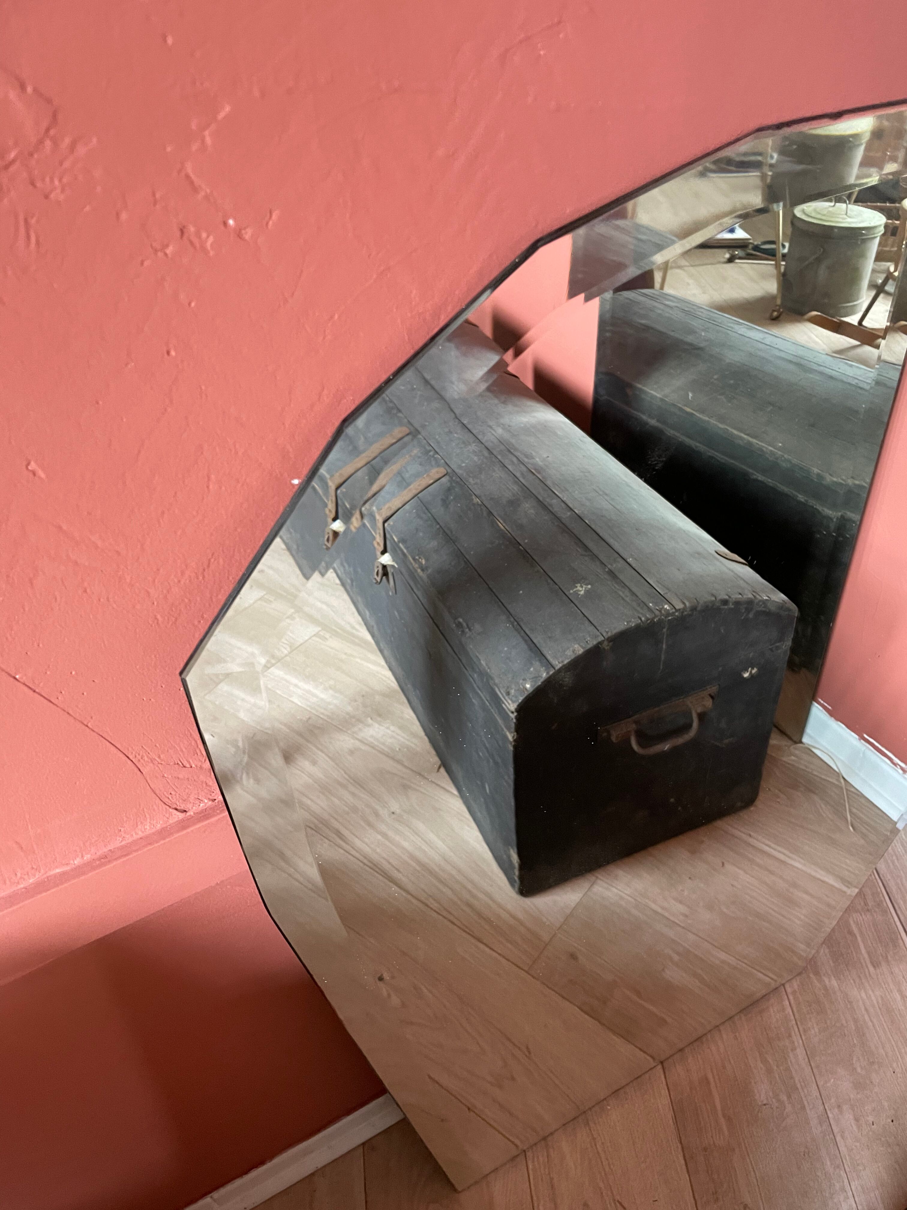 Wood beveled mirror