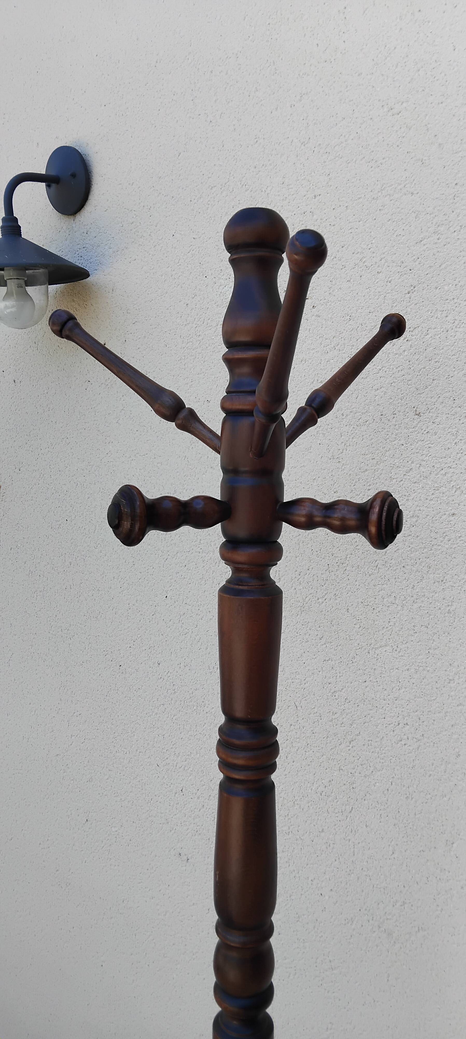 Vintage wooden coat rack parrot antique