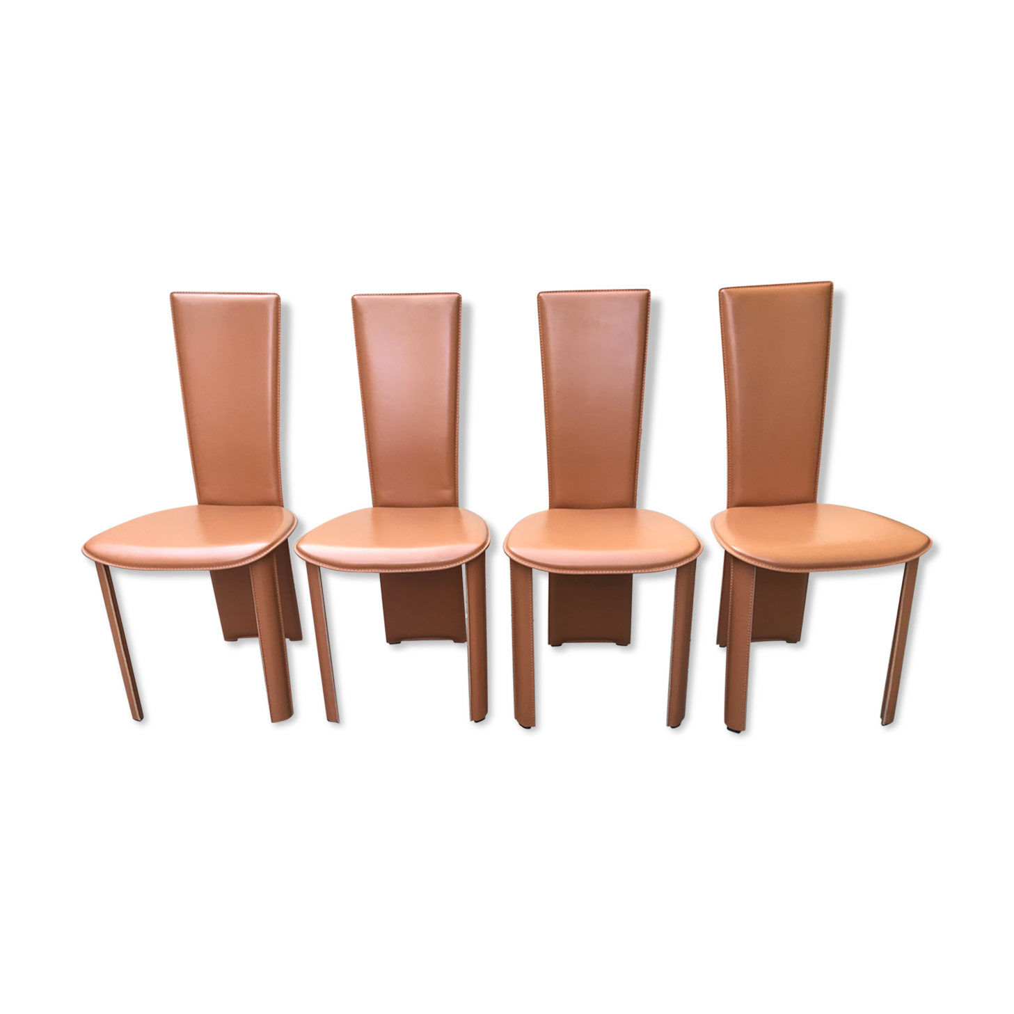 4 Italian chairs in vintage leather