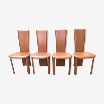 4 Italian chairs in vintage leather