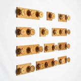 Set of solid pine wall hooks, France, circa 1970