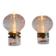 Pair of solid clear crystal candlesticks in modern Scandinavian style Orrefors Sweden