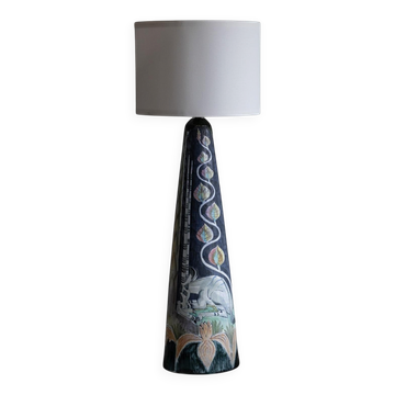 Marian Zawadzki  Lampadaire Oryx unique, céramique Tilgmans, Suède, daté de 1960