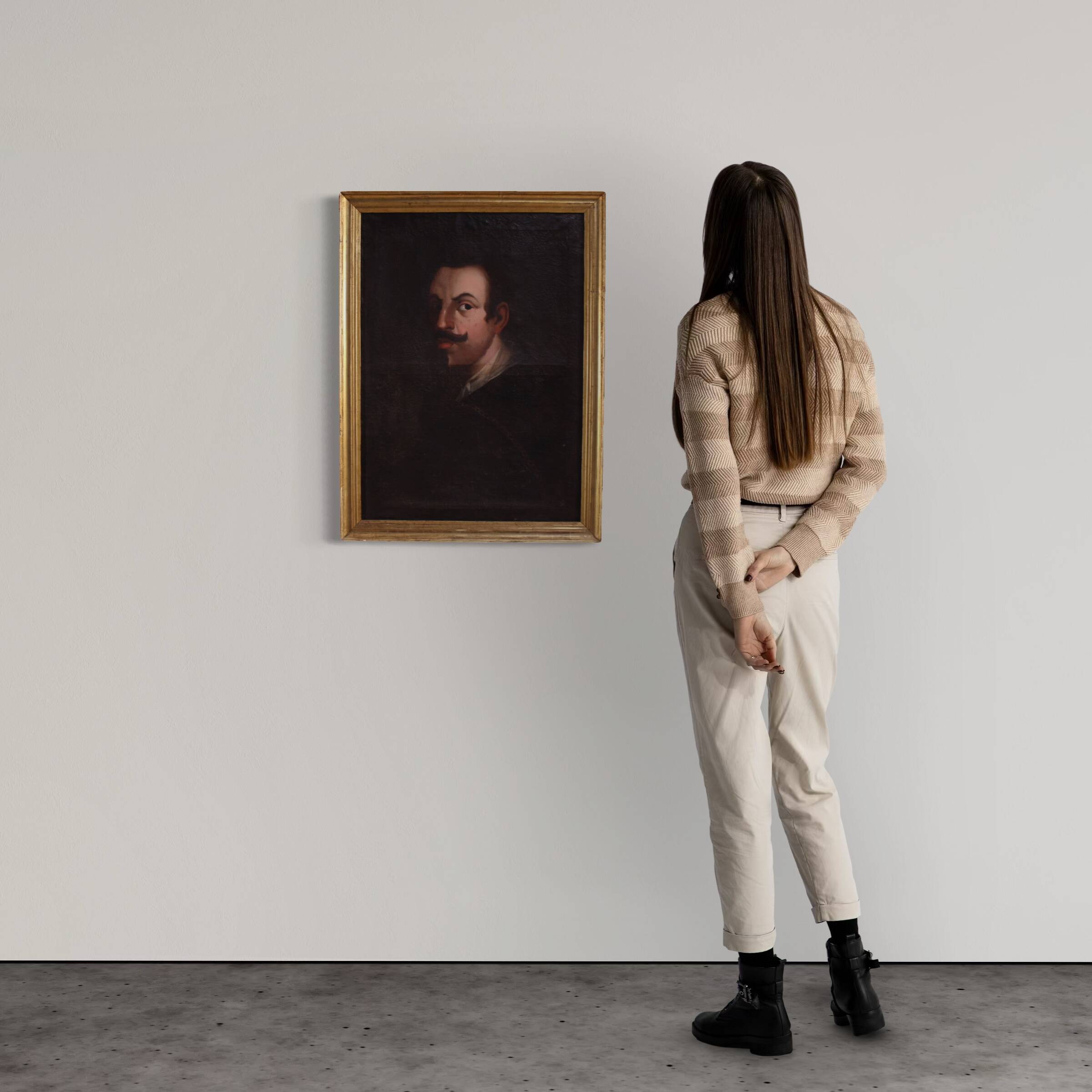 Antique Spanish painting portrait of a gentleman from the 18th century