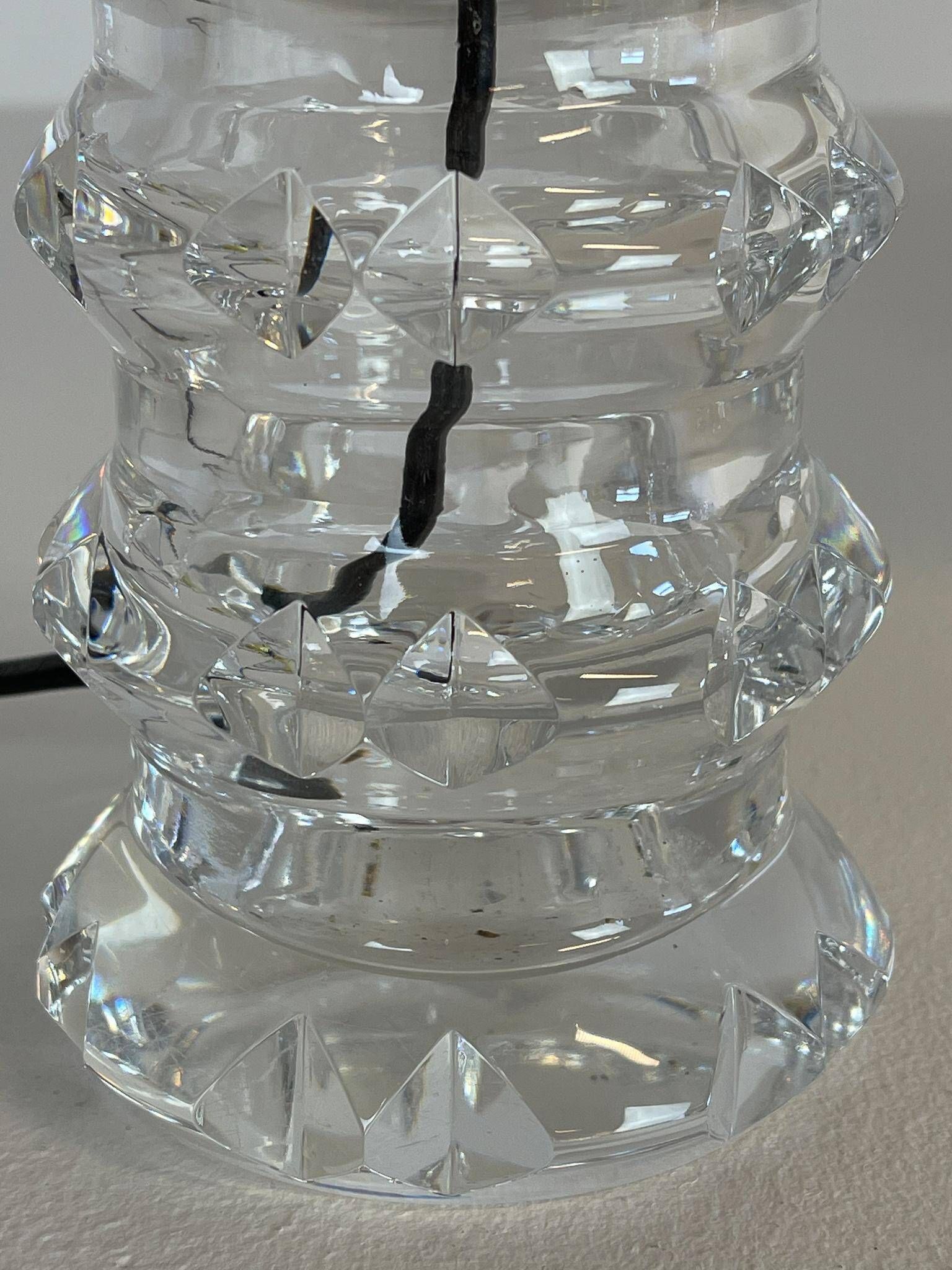 Pair of mid-century crystal lamps by Carl Fagerlund for Orrefors Sweden, 1970s.