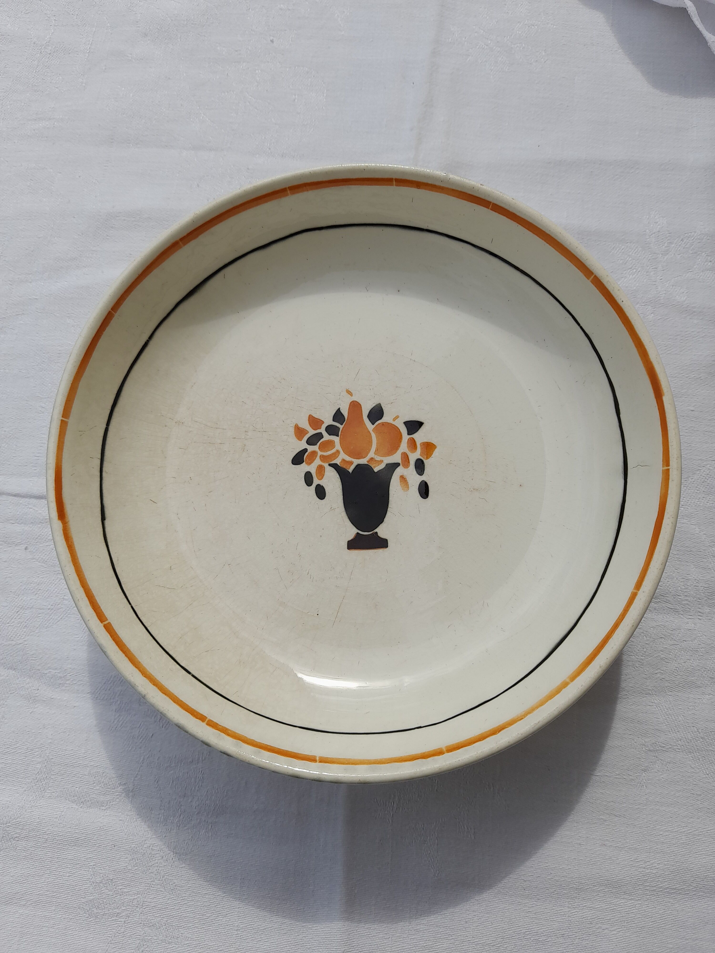 Dish on pedestal in Badonviller earthenware diam 23.5 cm