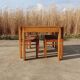 Set vintage pine dining table with 4 rush seat chairs Dutch design