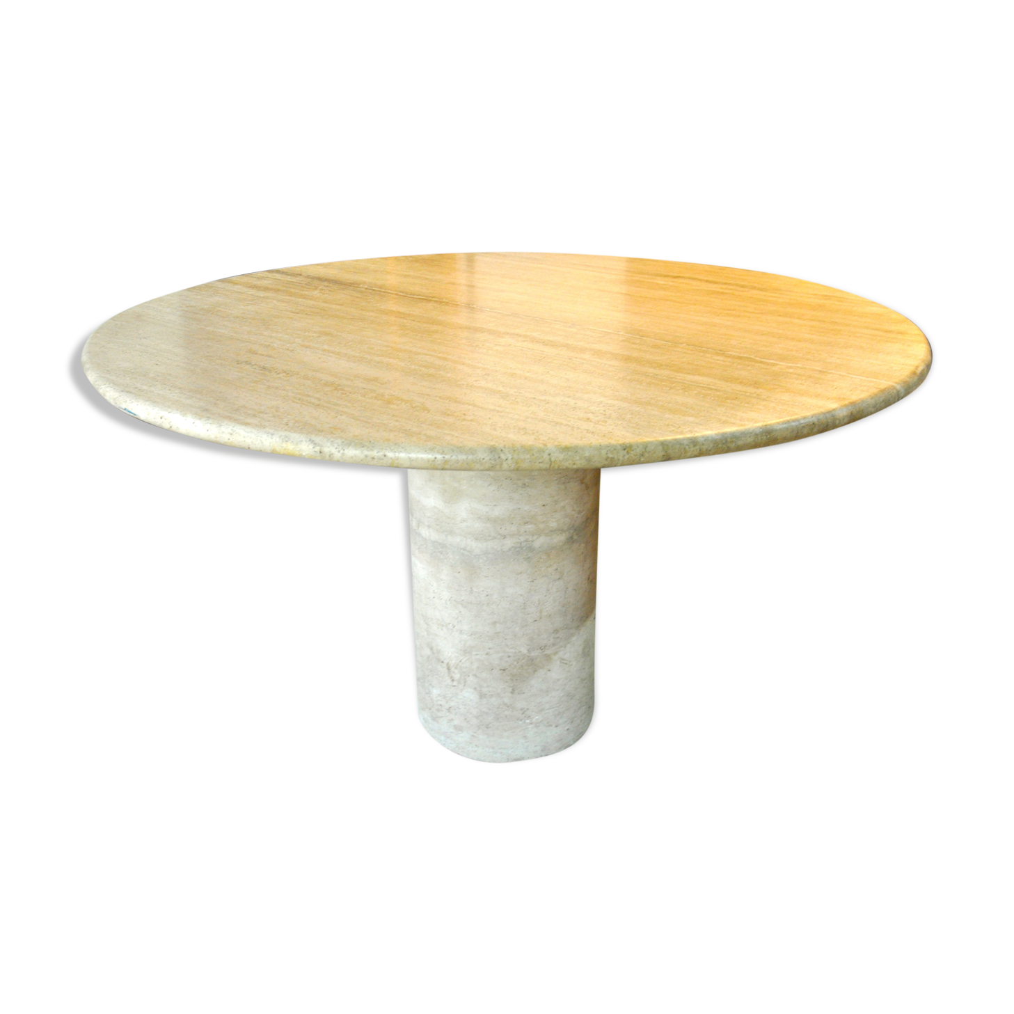 Round travertine table
