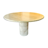 Round travertine table
