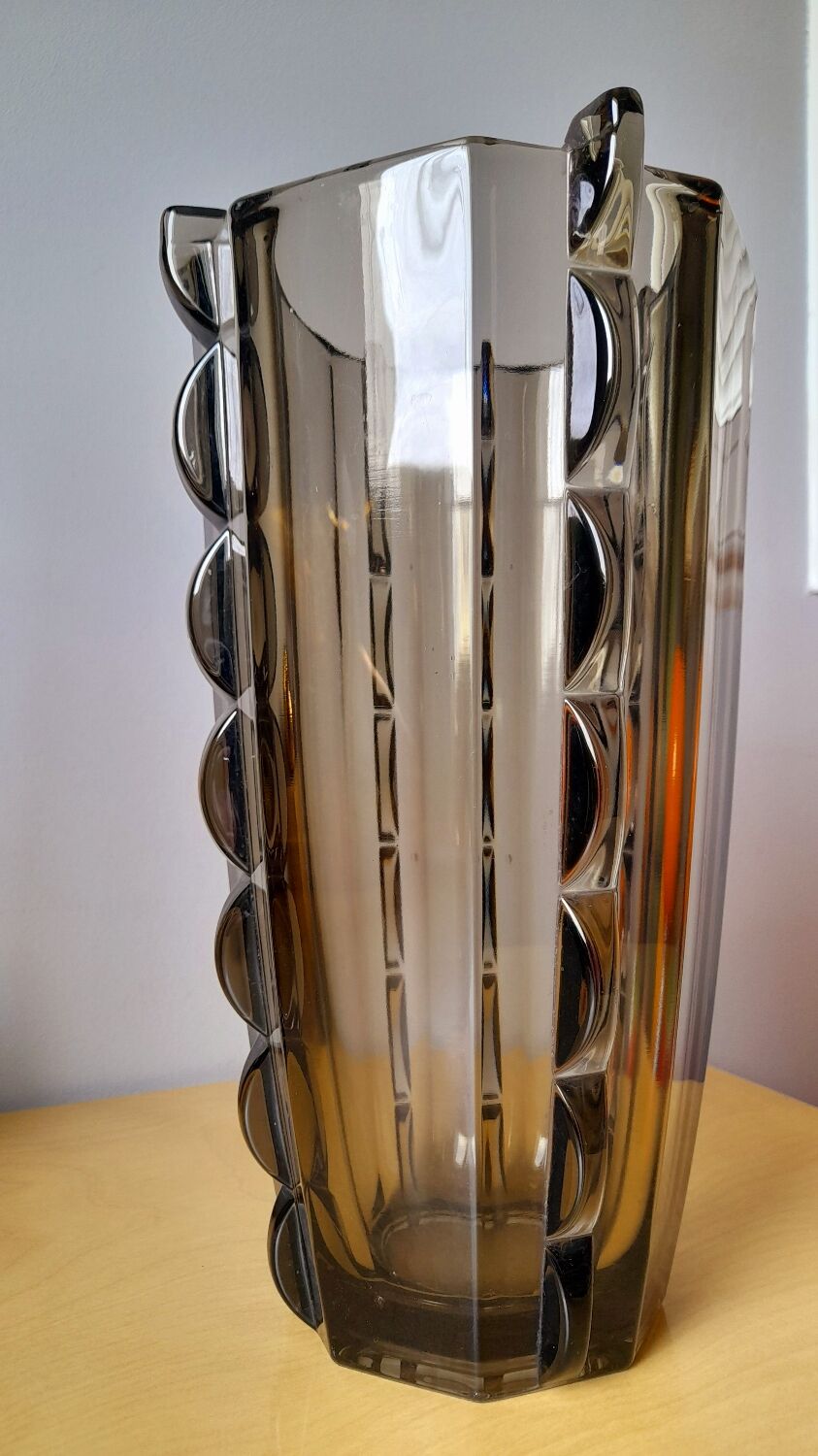 Art deco vase in smoked glass
