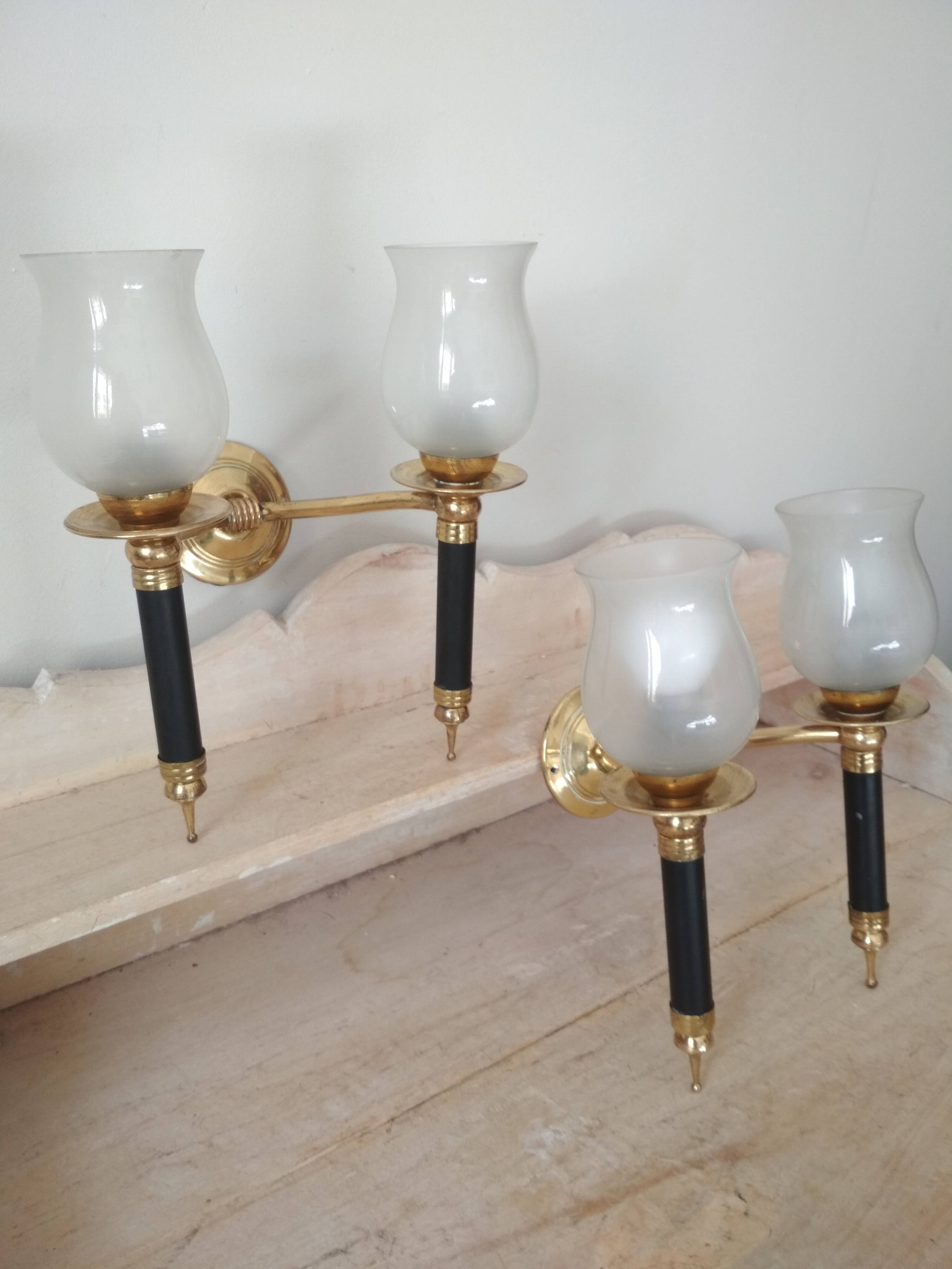 Pair of vintage 50s wall lights, 2 sconces