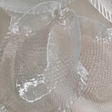 6 vintage Pasabahce clear glass fish plates