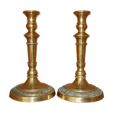 Pair of empire-style candlesticks or gilded bronze restoration