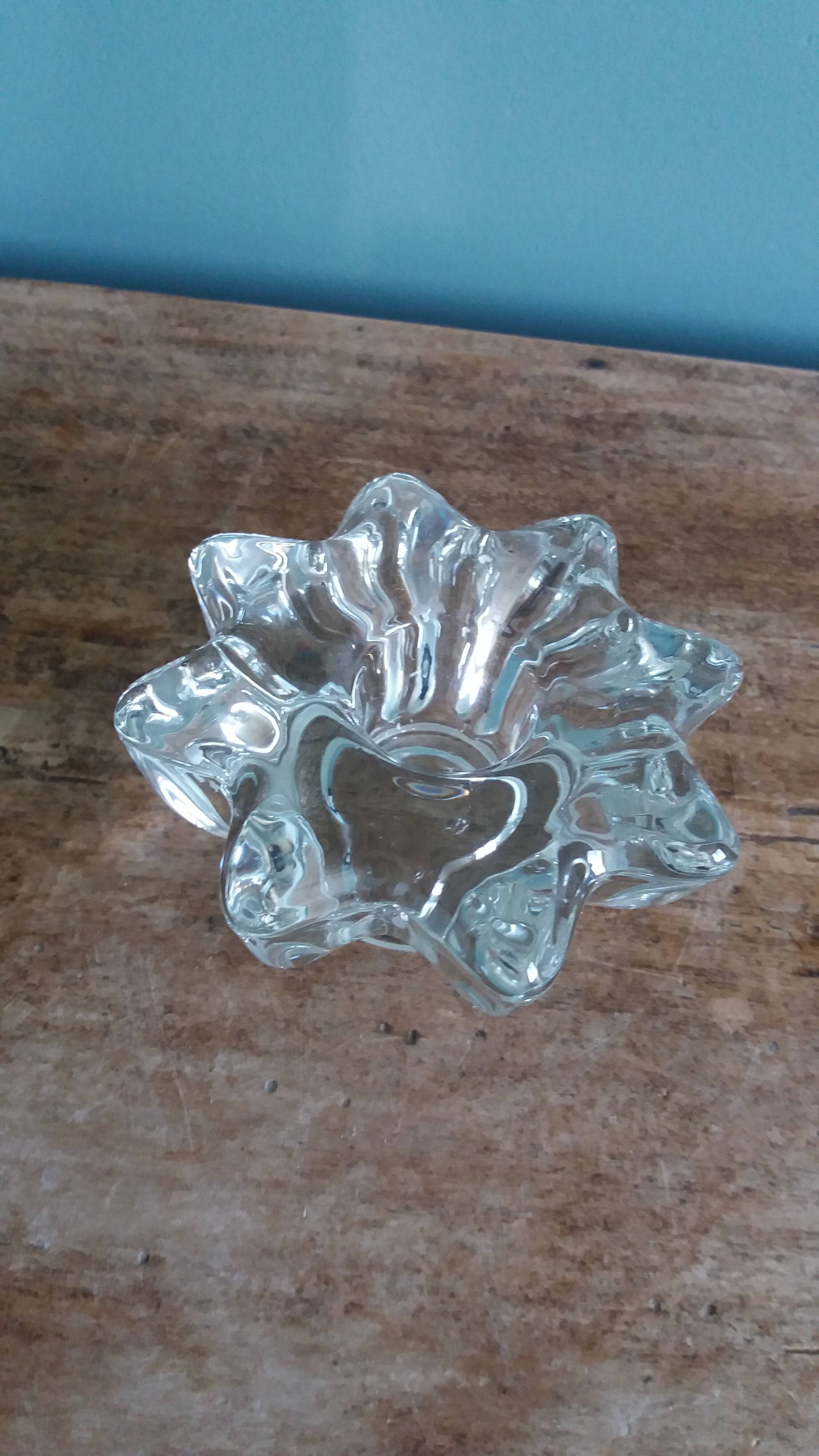 Star or flower candle holder in glass or crystal