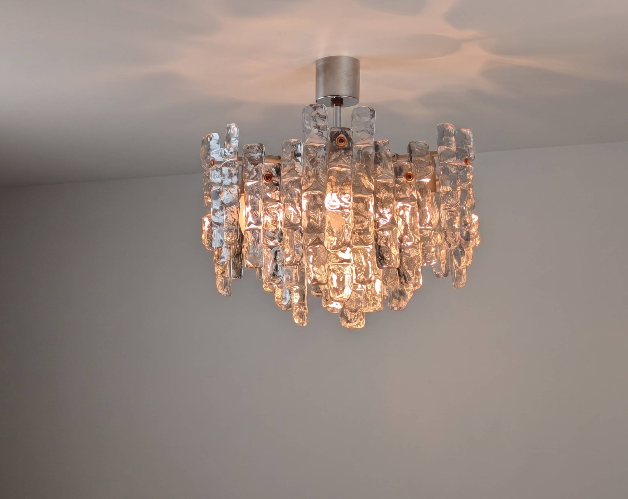 Kalmar Ice Glass chandelier, Austria, 1970s