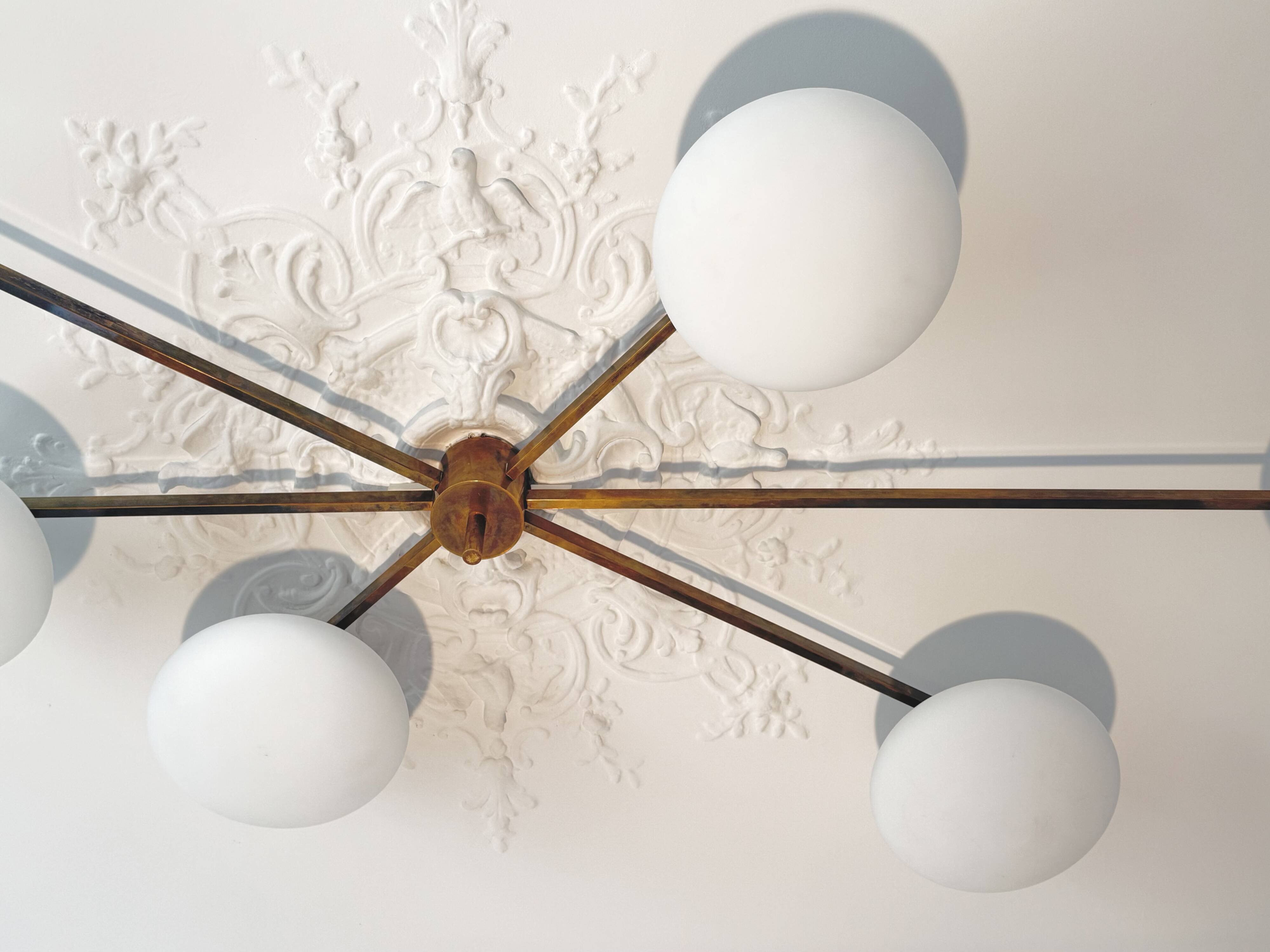 Angelo Lelii lustre plafonnier modèle 6 lune édition arredoluce