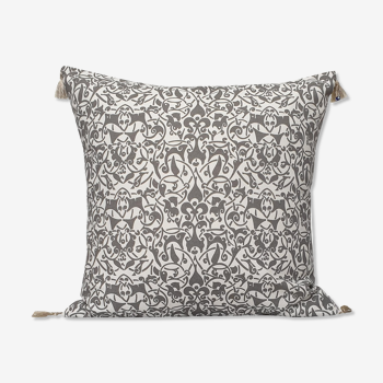 Housse de coussin etnik blanc gris - 50 x 50