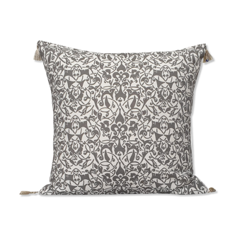 Housse de coussin etnik blanc gris - 50 x 50