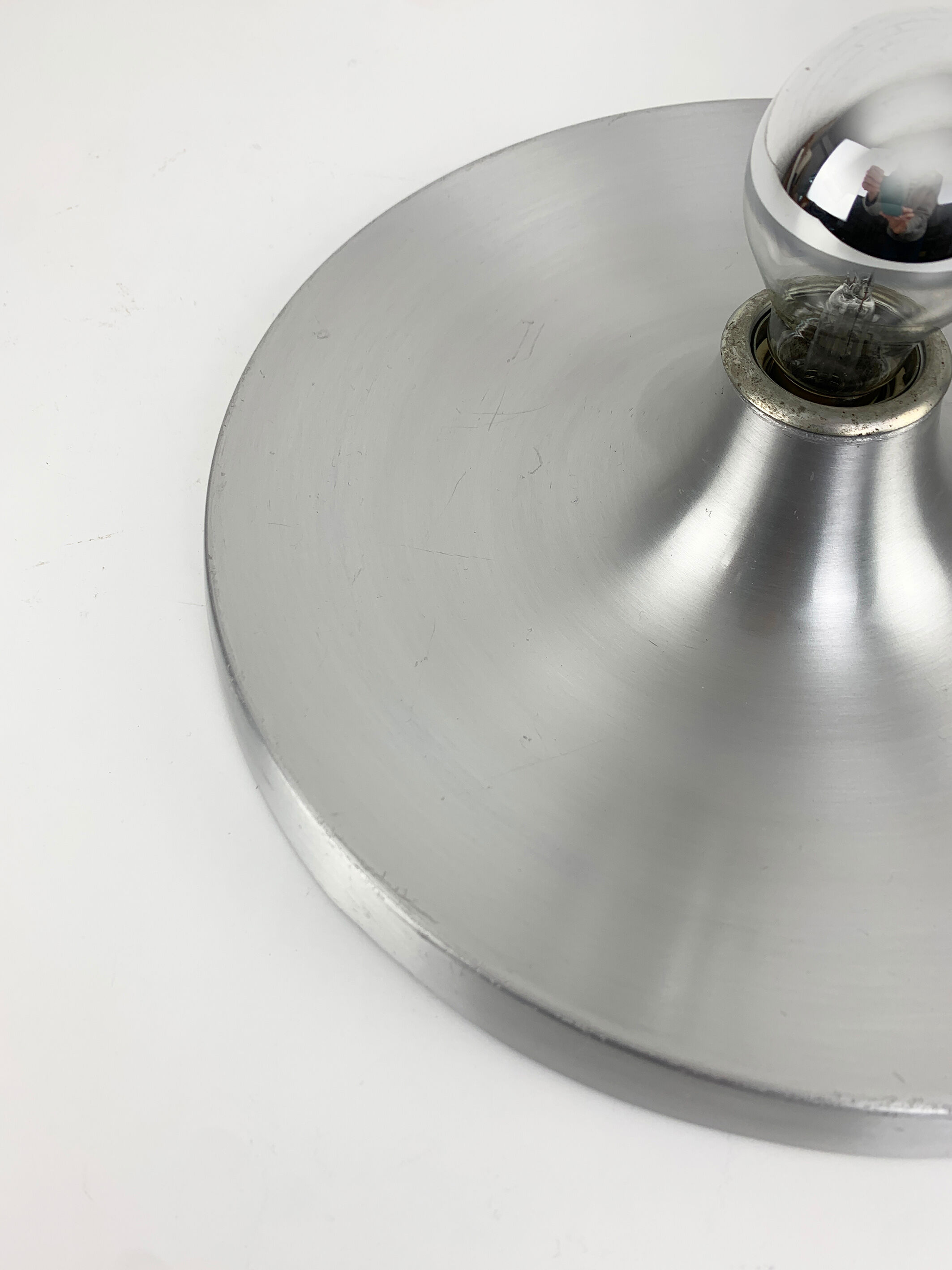 Space Age Flush Light Les Arcs Brushed Aluminum, 1960-70s
