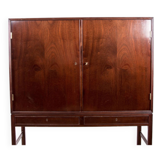 High Danish Cabinet in Mahogany and Brass by Ole Wanscher for Poul Jeppesen 1960.