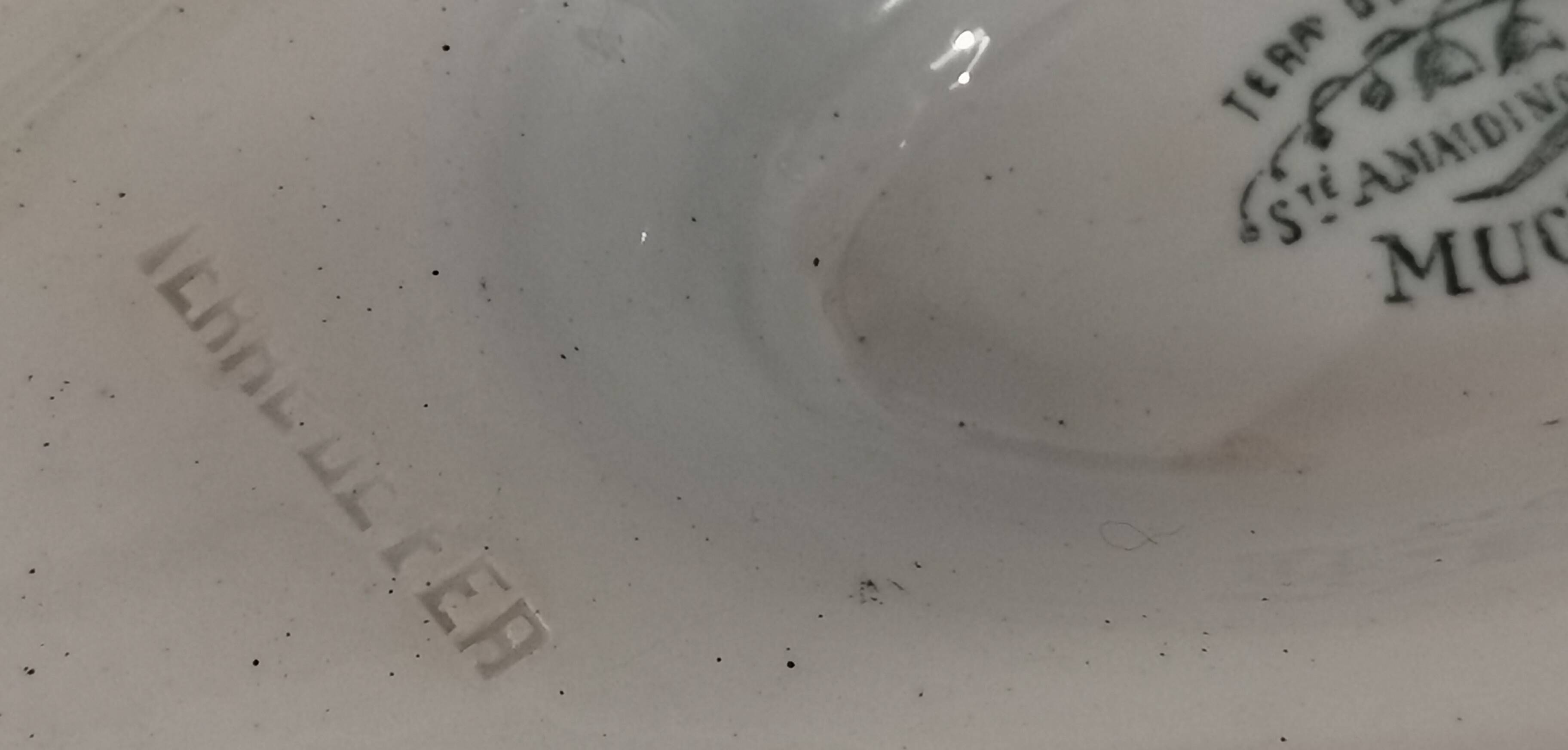 Gravy boat on pedestal with handles Terre de fer St Amand amandinoise "lily of the valley"