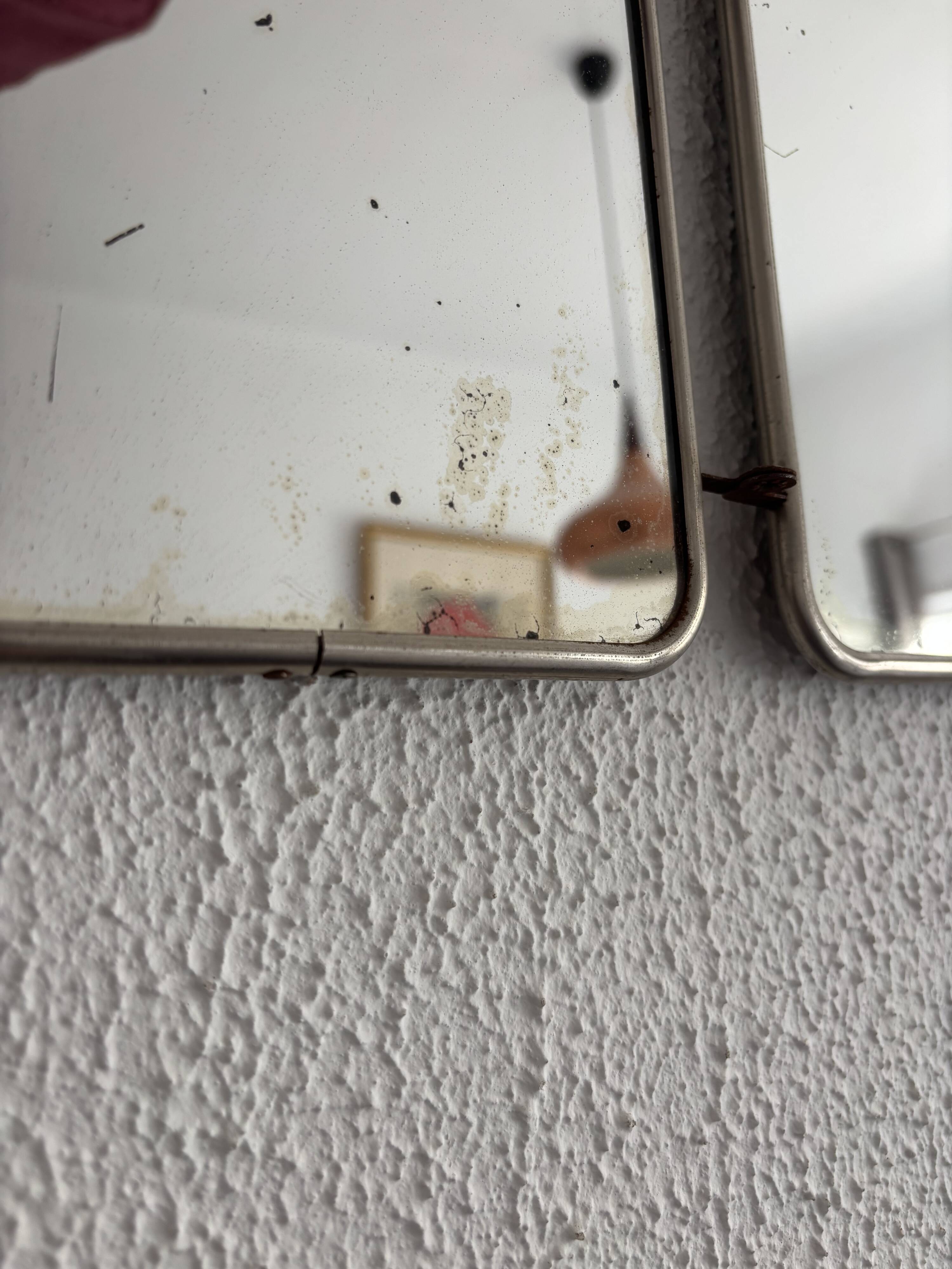 Vintage 1960s triptych mirror barber blue crocodile effect - 20 x