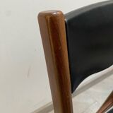 Set of 6 Scandinavian Skaï and teak wood chairs