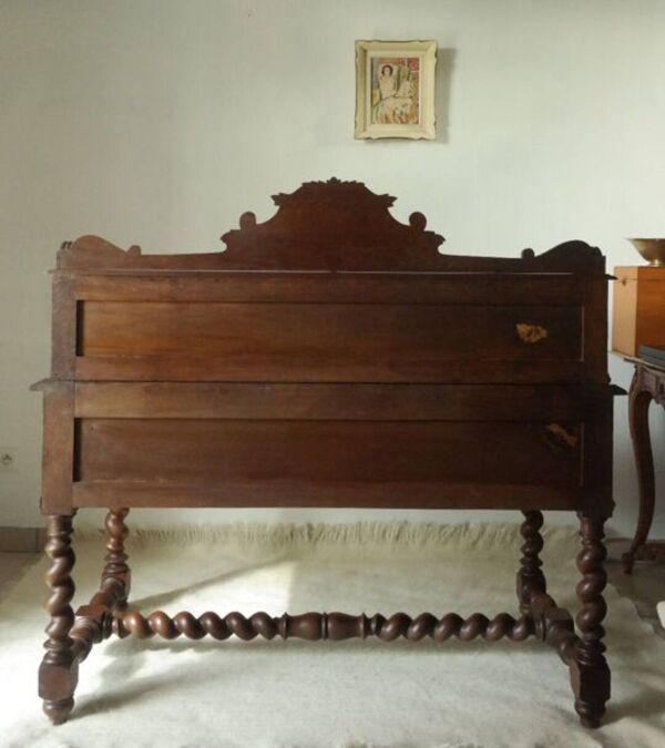 Bureau à caisse et gradin en chêne néo-Renaissance