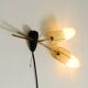 Beautiful Mid-Century brass wall lamp with painted glass shade