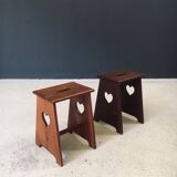 Arts & Crafts Heart Stools, Belgium, 1920s, Set of 2