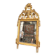 Miroir à fronton en bois et stuc doré 85,5 x 45 cm