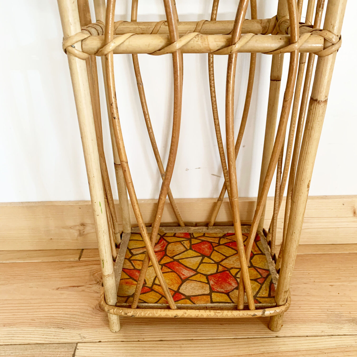 Vintage rattan umbrella stand