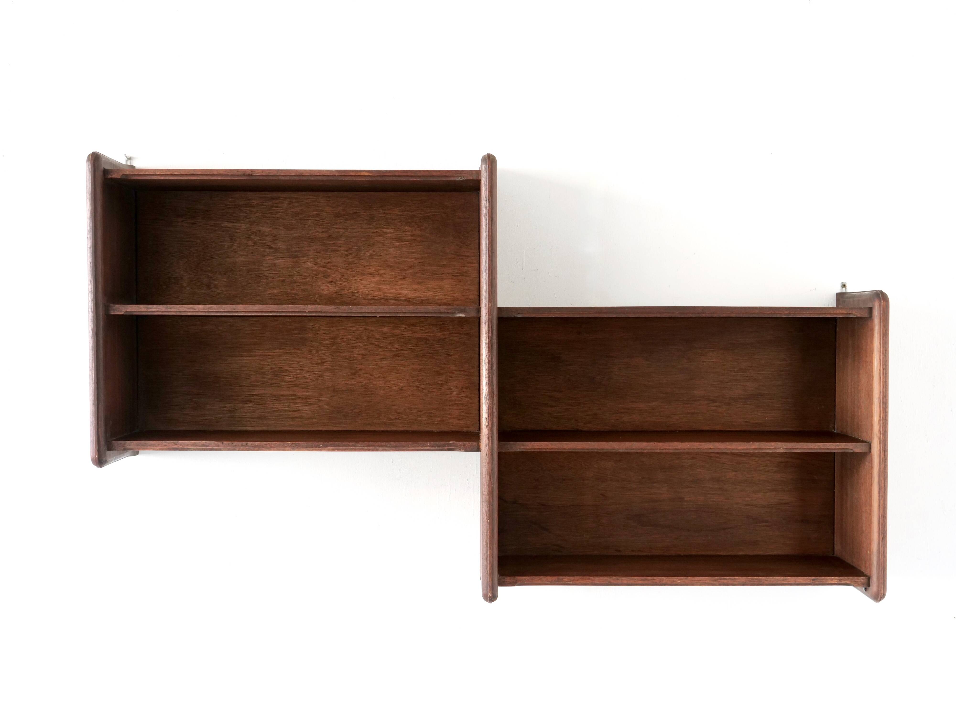 Art deco wall shelf in solid wood